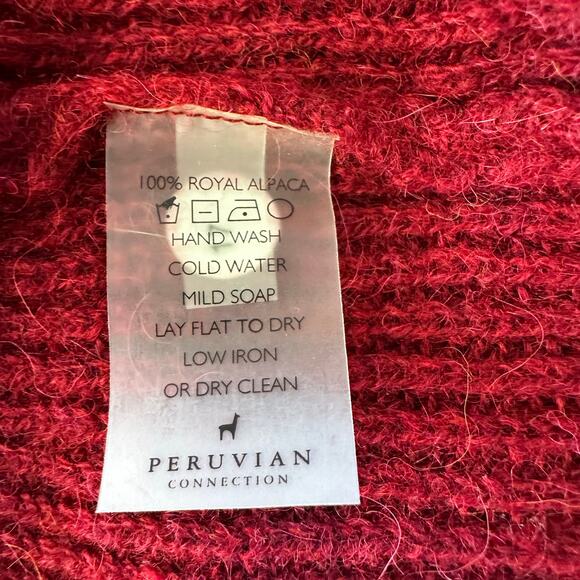 Peruvian Connection Cranberry Helsinki Tunic Sweater Medium Royal Alpaca V-Neck - Picture 7 of 8